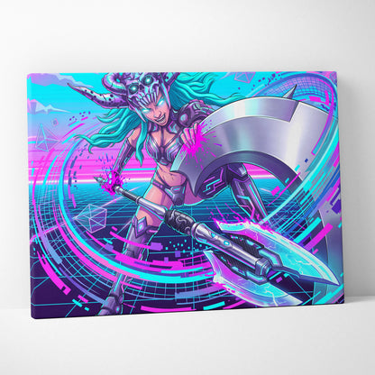 Vaporwave Neon Dragon Canvas - Vaporwave Dragon Neon Blues Pink Teal Bedroom Mystic Mood Neon Retro Gallery Canvas