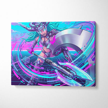 Vaporwave Neon Dragon Canvas - Vaporwave Dragon Neon Blues Pink Teal Bedroom Mystic Mood Neon Retro Gallery Canvas