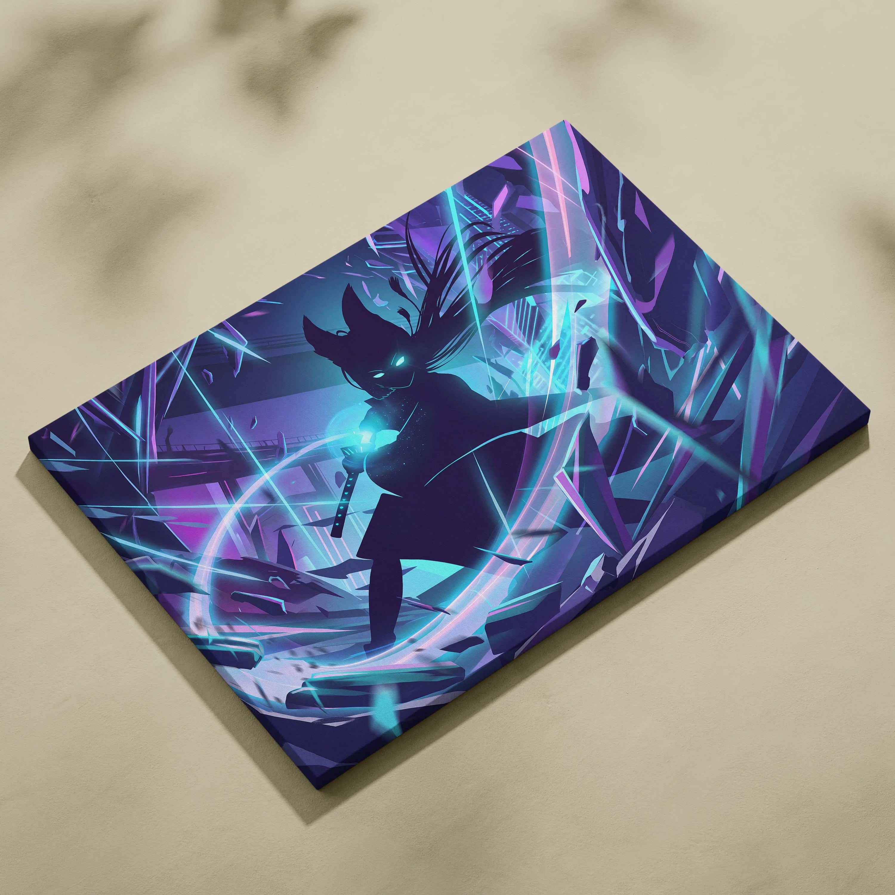 Vaporwave Neon Spirit Canvas - Vaporwave Spirit Neon Blues Pink Living Room Retro Futurism Moody Neon Aesthetic Canvas
