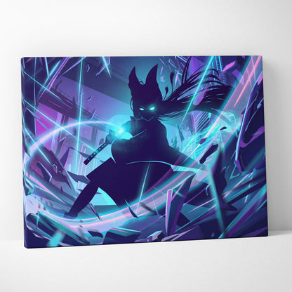 Vaporwave Neon Spirit Canvas - Vaporwave Spirit Neon Blues Pink Living Room Retro Futurism Moody Neon Aesthetic Canvas
