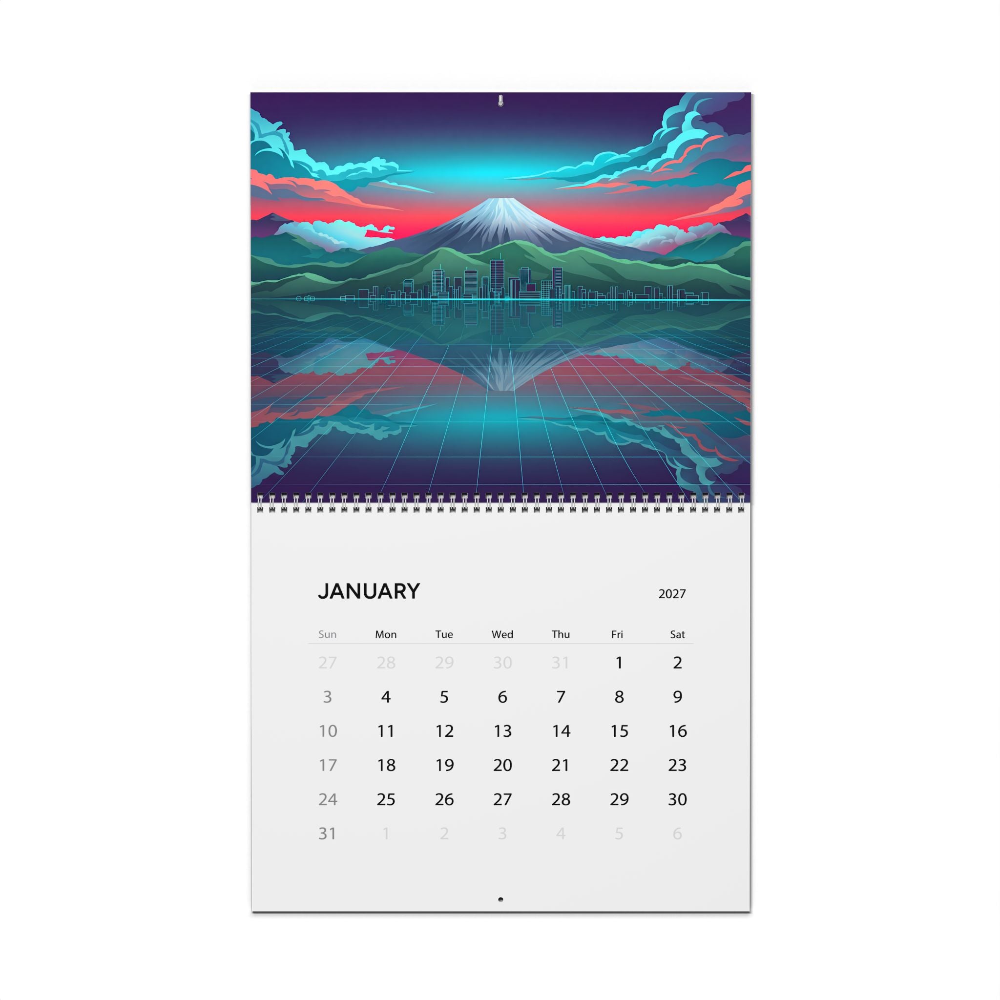 2027 Vaporwave Artwork Wall Calendar – Retro Futuristic Neon Art & Colorful Dreamscape Designs