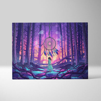 Vaporwave Dreamscape Canvas Art - Vaporwave Dreamscape Neon Purple Pink Blue Cyberpunk Dreamy Vaporwave Geometry Canvas