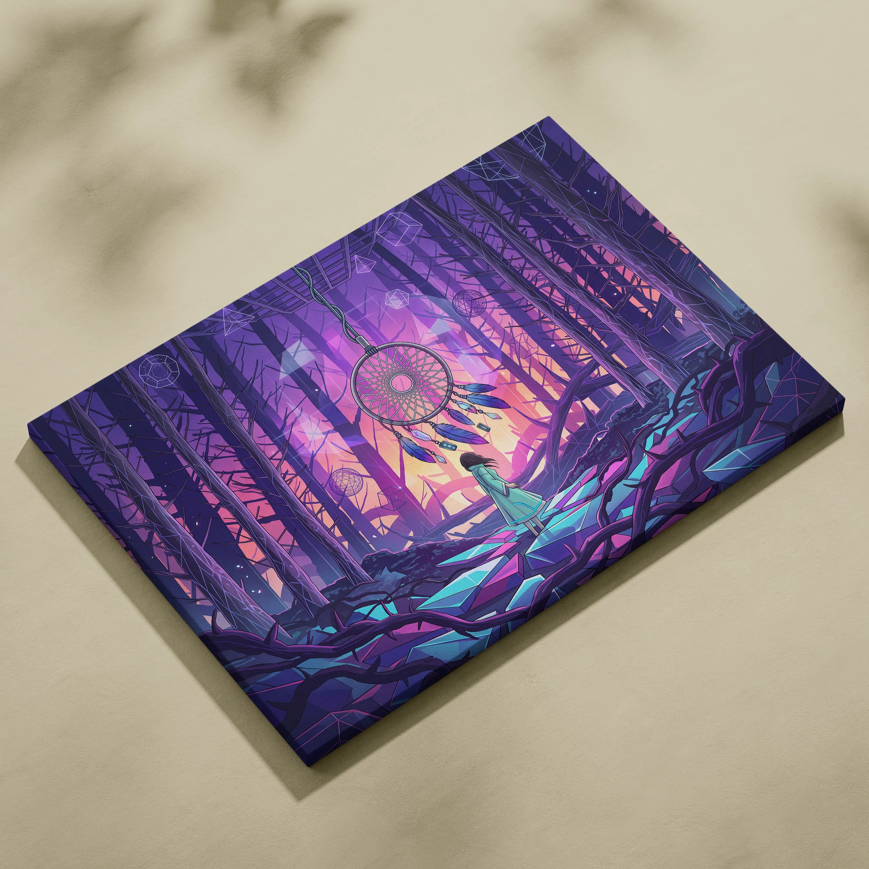 Vaporwave Dreamscape Canvas Art - Vaporwave Dreamscape Neon Purple Pink Blue Cyberpunk Dreamy Vaporwave Geometry Canvas