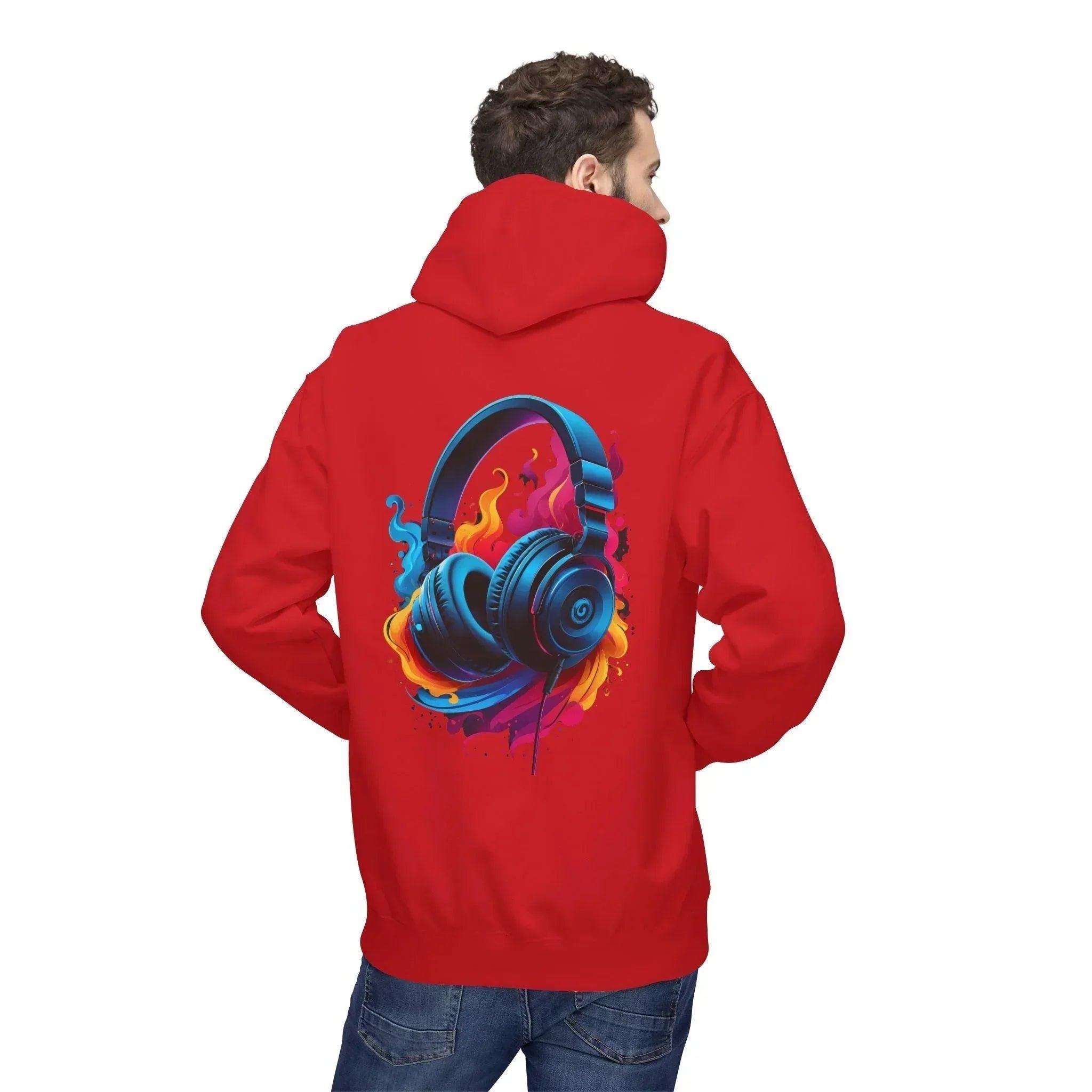 Artistic Vibes Fleece Hoodie with Headphone Design - Ultimate Comfort & Style