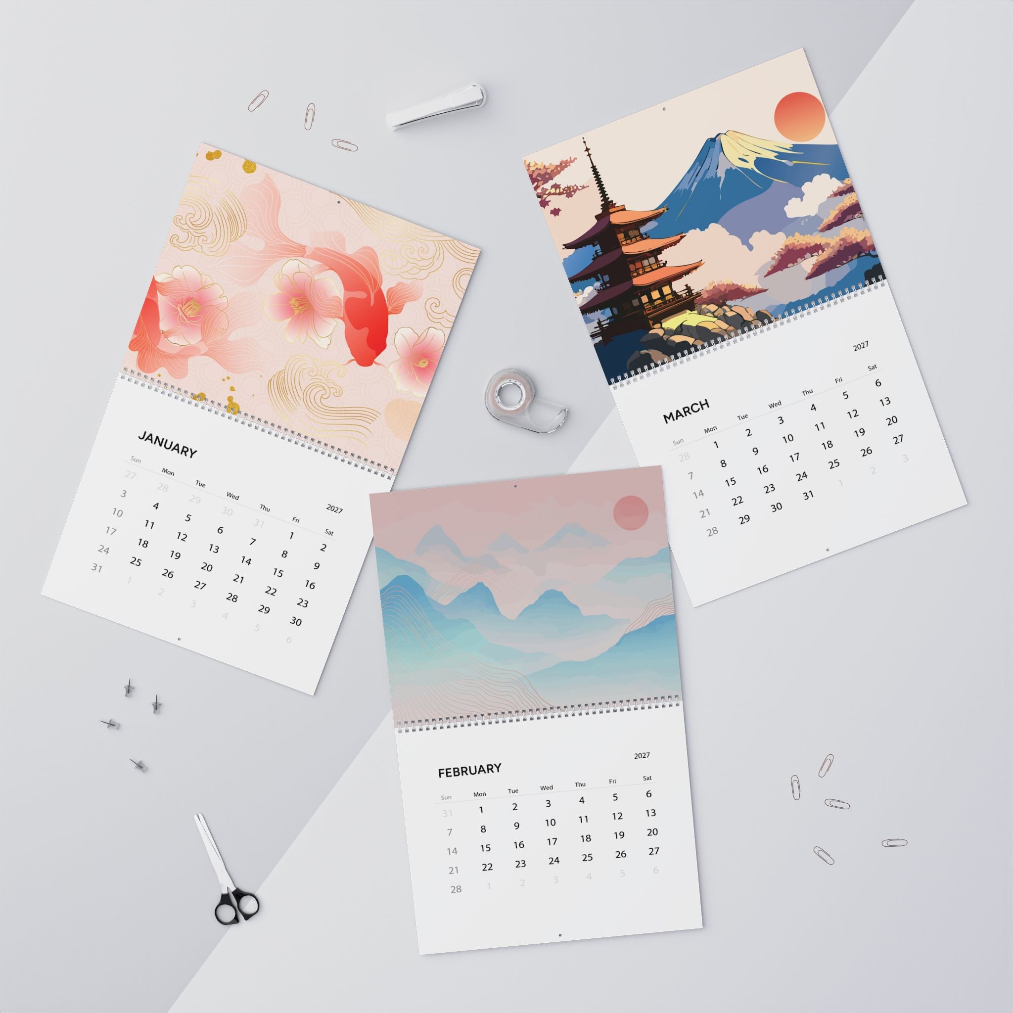 2027 Japan & Japanese Artwork Wall Calendar – Japanese Culture, Scenic Art & Colorful Inspired Designs Collection