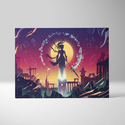 Vaporwave Neon Fantasy Canvas - Vaporwave Neon Purple Sunset Canvas Living Room Art Moody Dreamy Synthwave Decor
