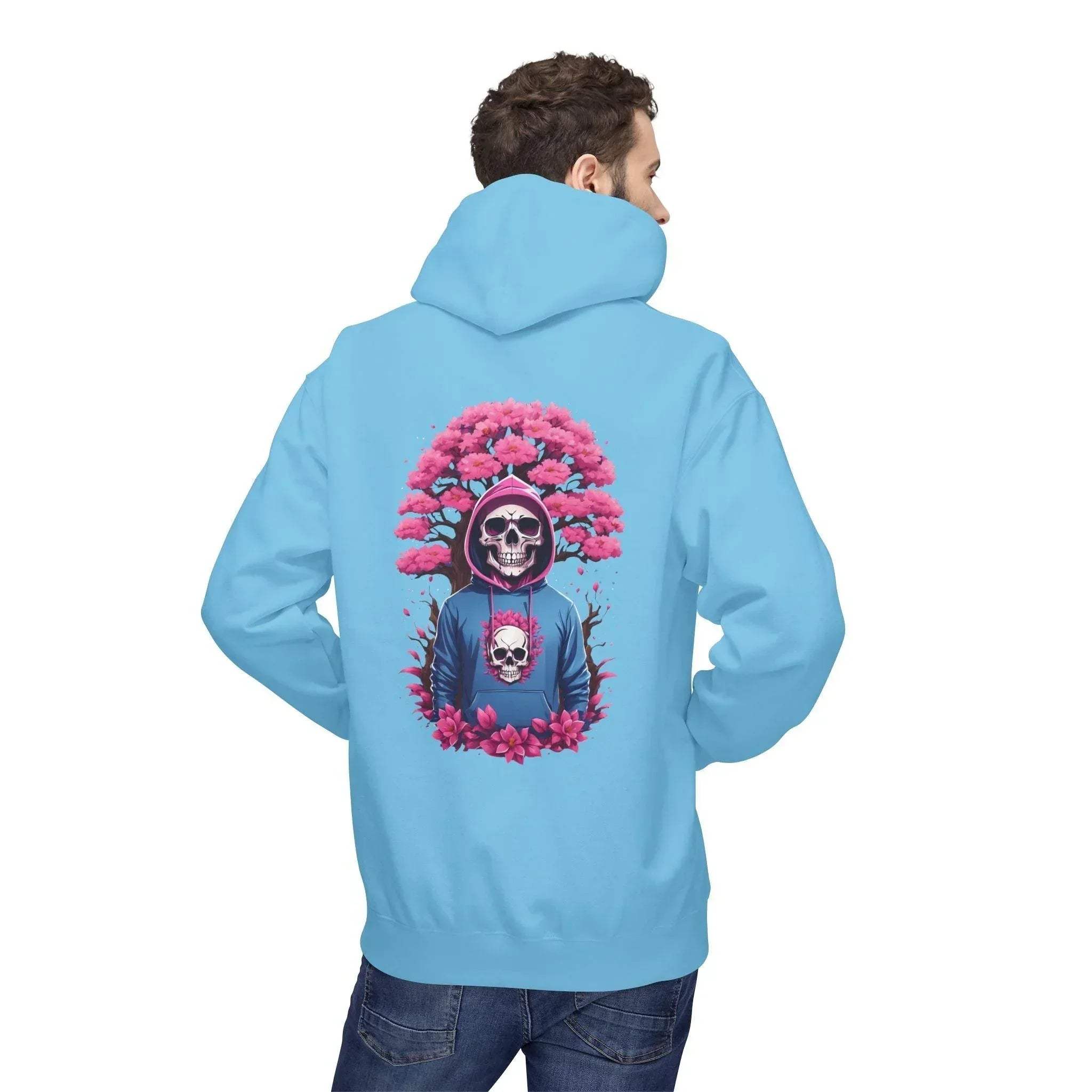 Cozy Chic Skull & Pink Floral Fleece Hoodie