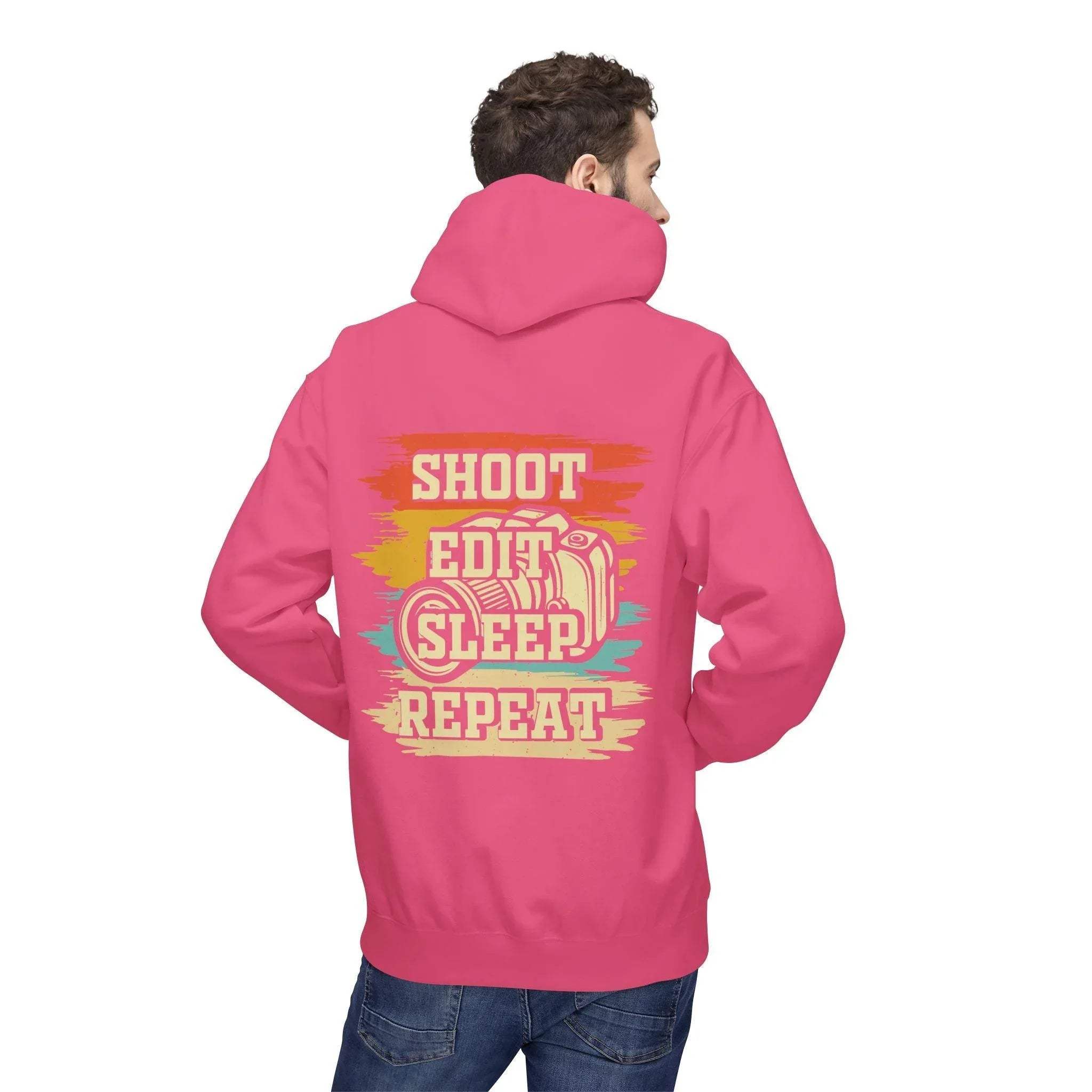 Creative Comfort: "Shoot, Edit, Sleep, Repeat" Fleece Hoodie for Trendsetters