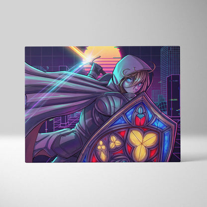 Vaporwave Neon Odyssey Canvas - Vaporwave Heroine Neon Pink Teal Living Room Moody Neon Atmosphere Modern Wall Art Canvas