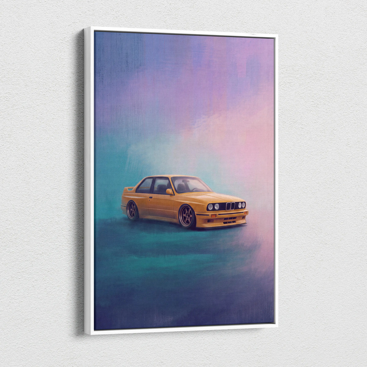 BMW E30 M3 Inspired Automotive Wall Art, Classic German Sports Car Canvas Art Print