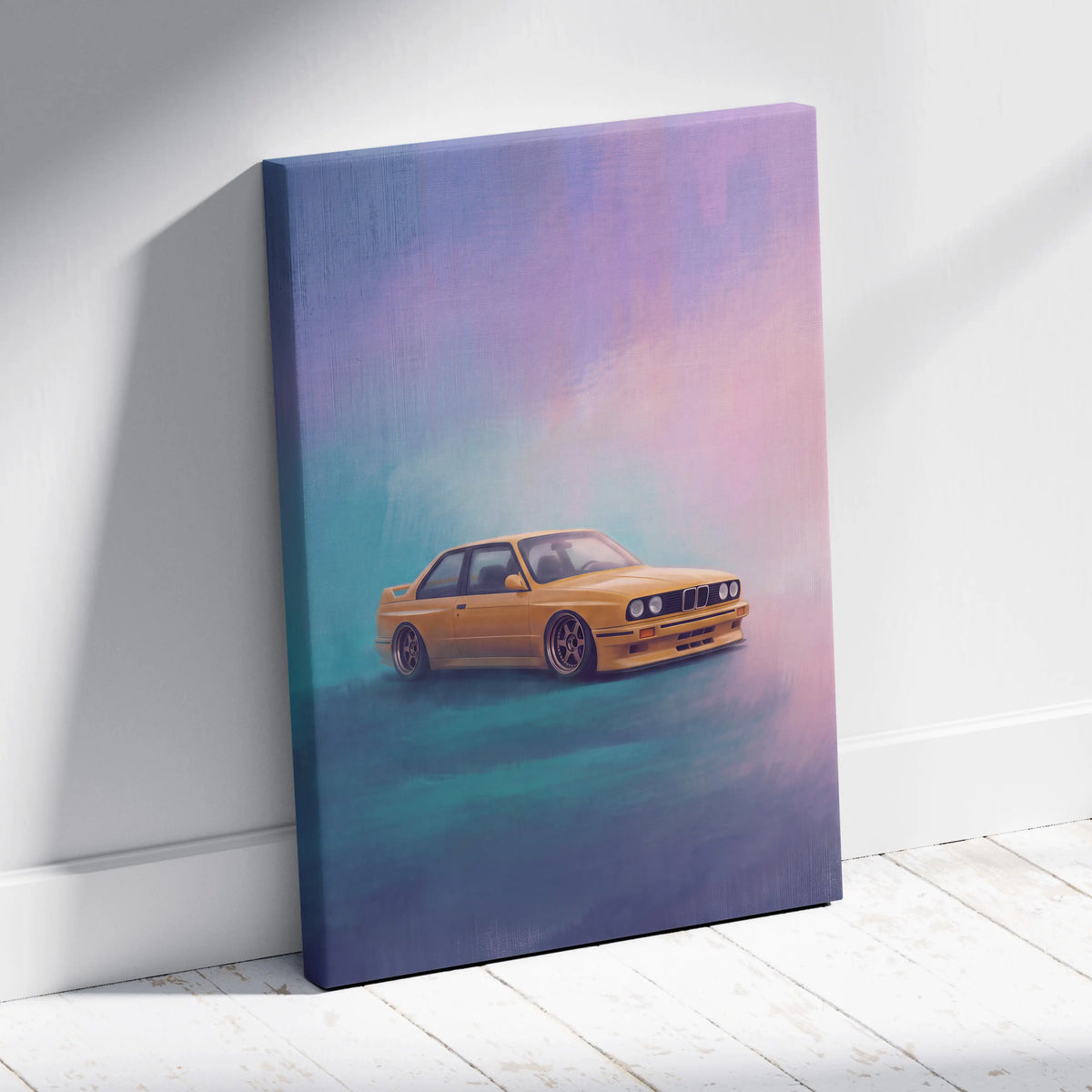 BMW E30 M3 Inspired Automotive Wall Art, Classic German Sports Car Canvas Art Print