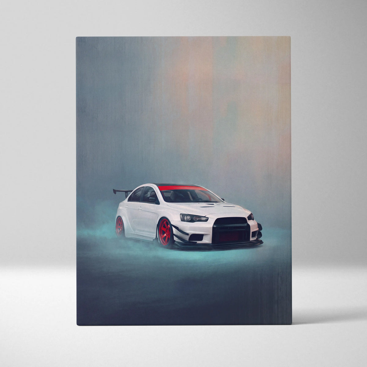 Mitsubishi Lancer Evolution X Inspired Canvas Art, Rally Tuner Car Wall Painting for Garage