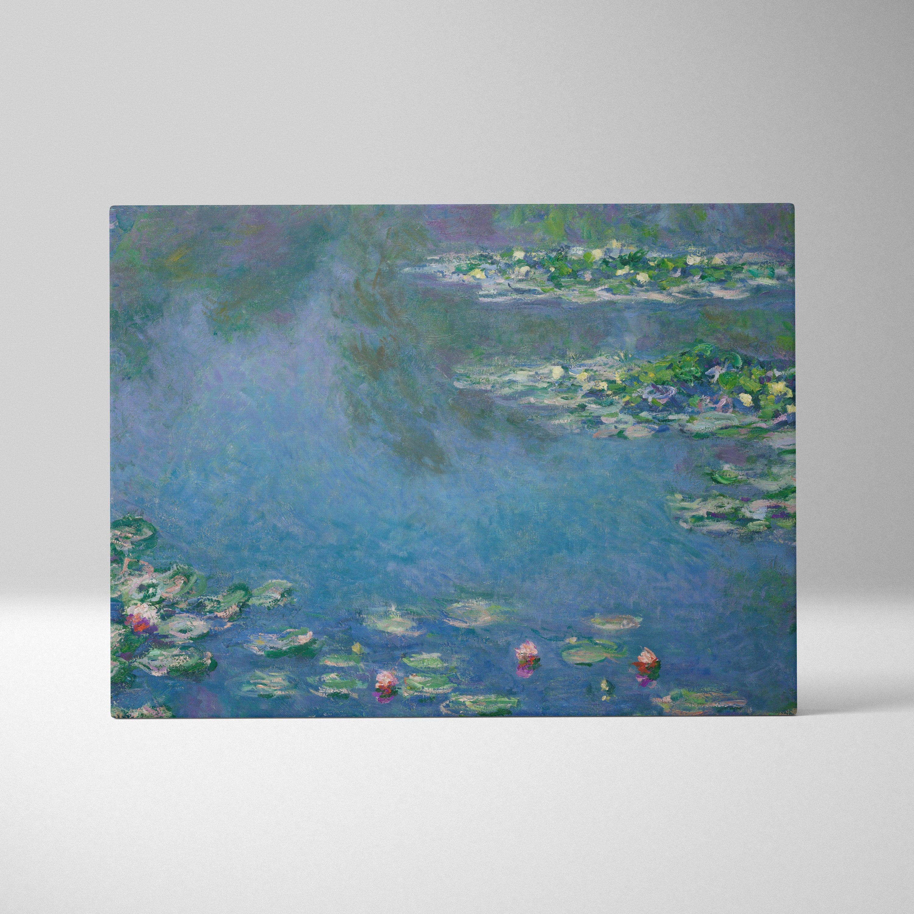 Water Lilies - Monet canvas print with impressionistic water lilies on calm blue water