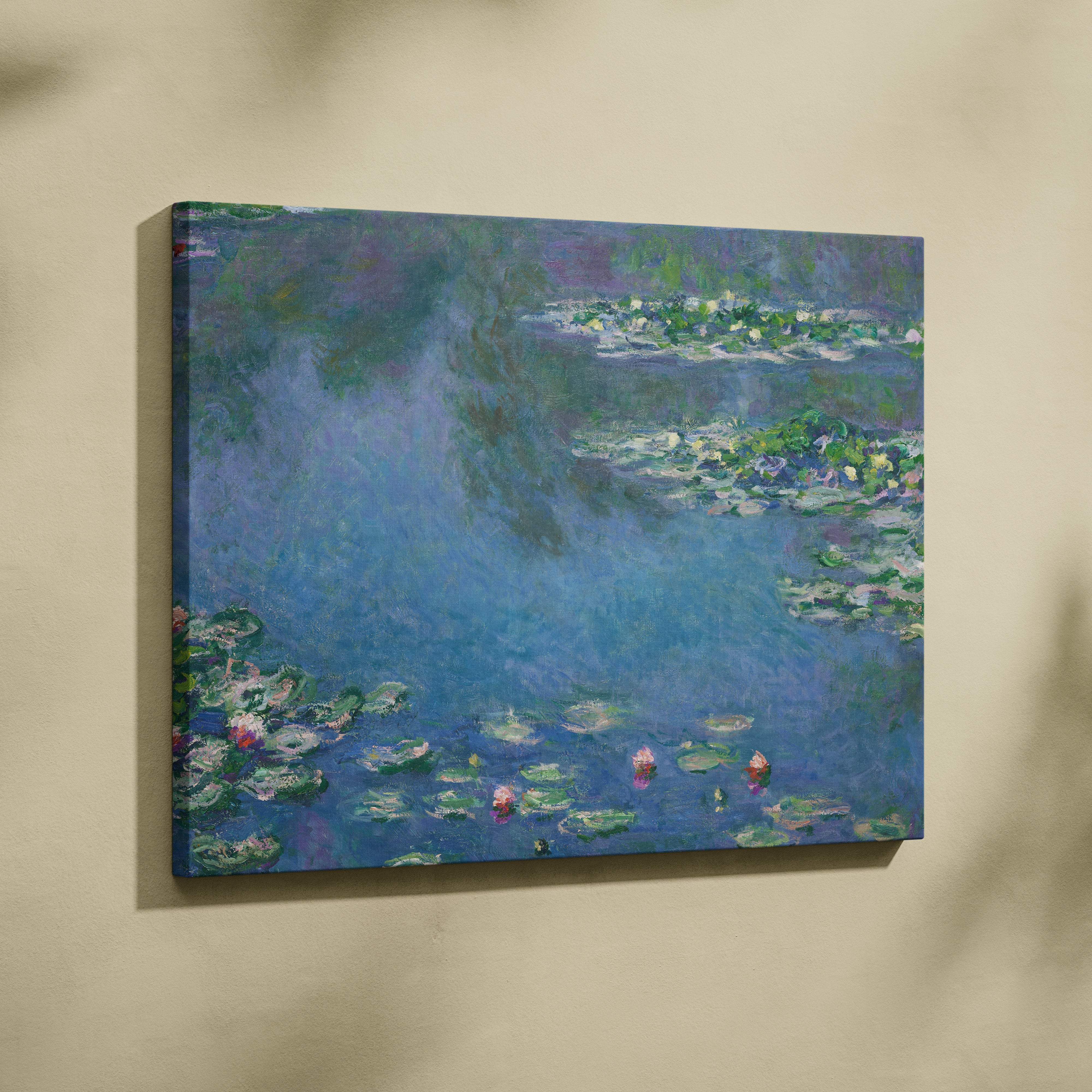 Water Lilies - Monet blue canvas print with impressionistic water lilies