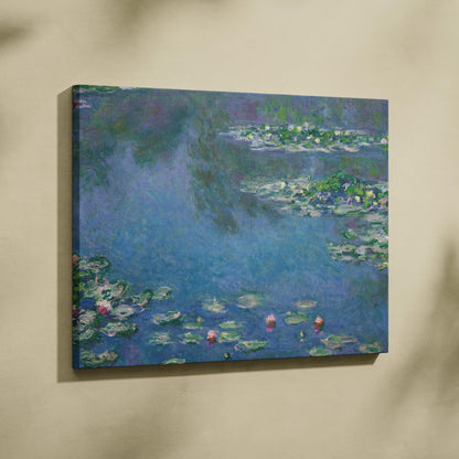 Water Lilies - Monet blue canvas print with impressionistic water lilies
