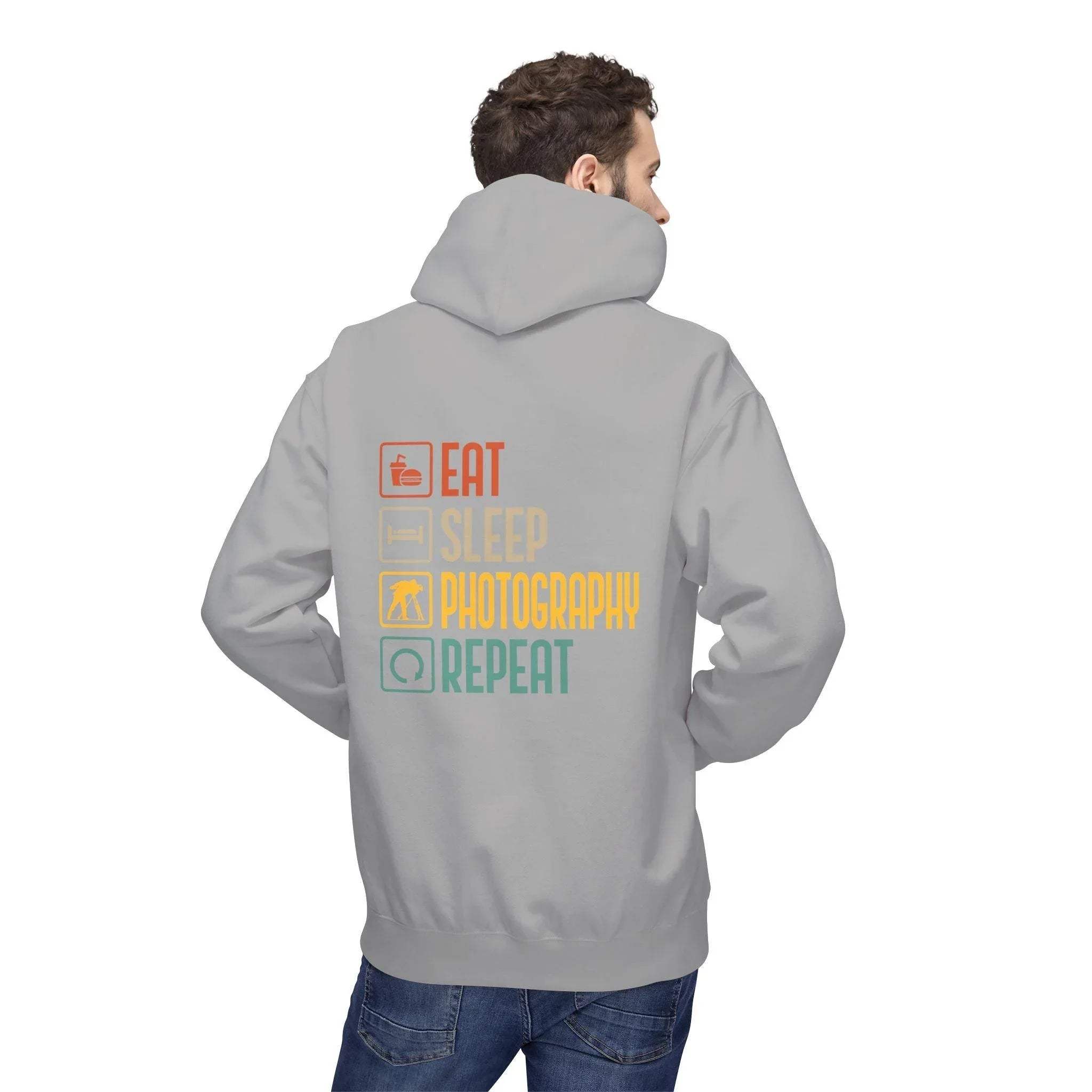 Cozy Photography Lover's Fleece Hoodie: "Eat, Sleep, Capture, Repeat"