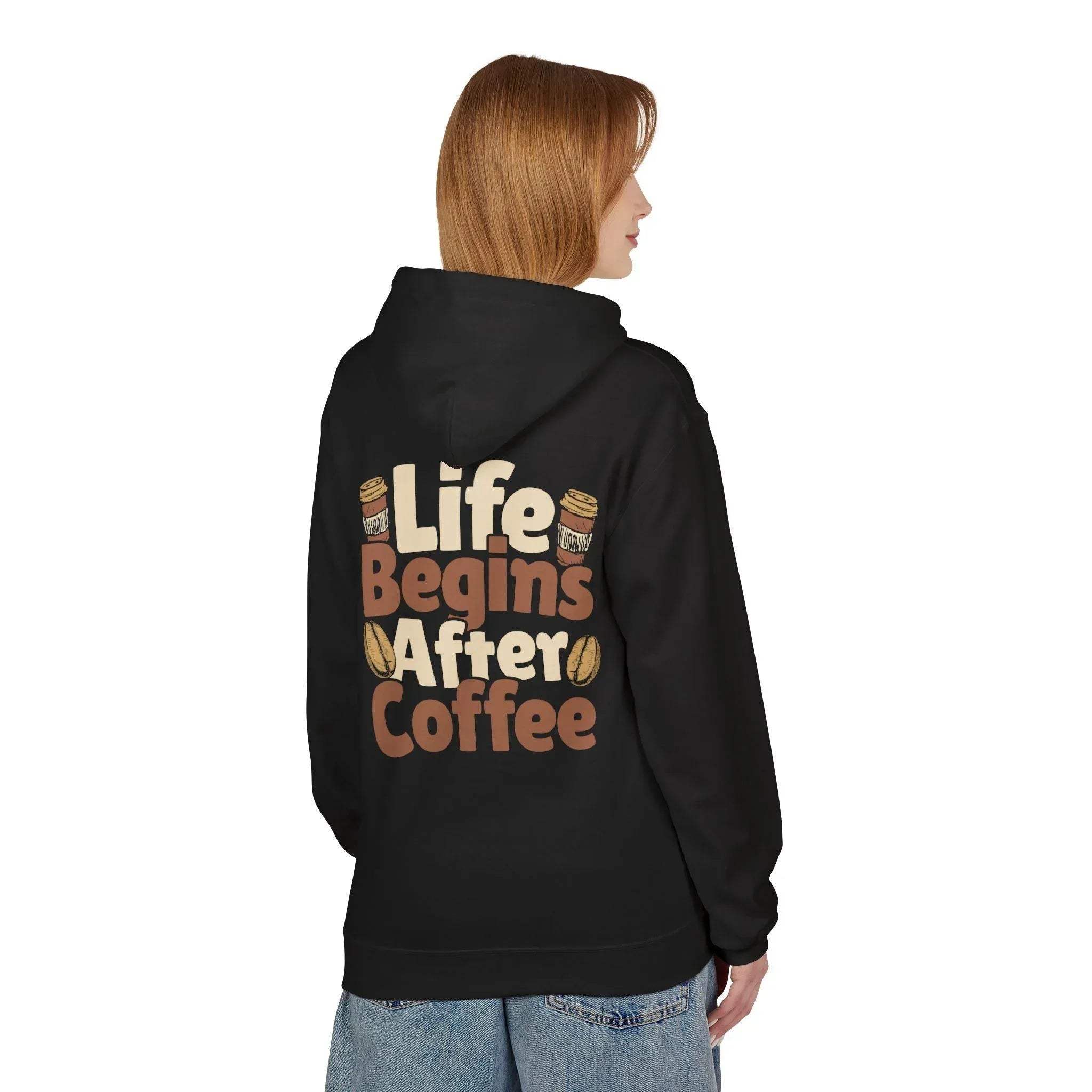 Cozy Life Begins After Coffee Fleece Pullover Hoodie