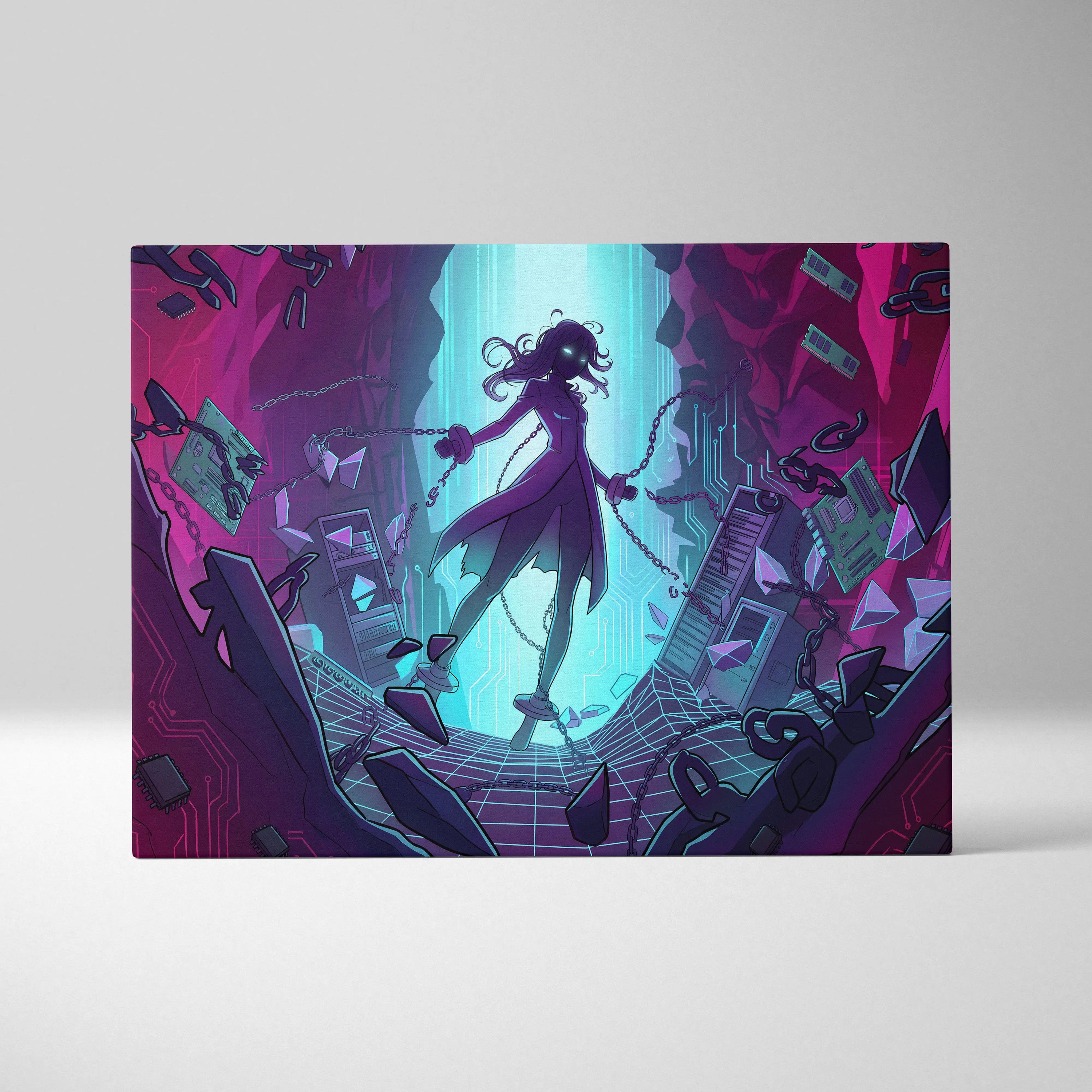Vaporwave Vaporfantasy Neon Canvas - Vaporwave Character Neon Palette Living Room Decor Dreamy Mood Vaporwave Wall Art