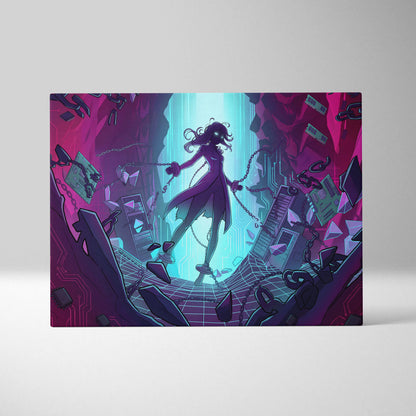 Vaporwave Vaporfantasy Neon Canvas - Vaporwave Character Neon Palette Living Room Decor Dreamy Mood Vaporwave Wall Art