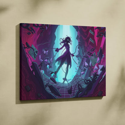 Vaporwave Vaporfantasy Neon Canvas - Vaporwave Character Neon Palette Living Room Decor Dreamy Mood Vaporwave Wall Art