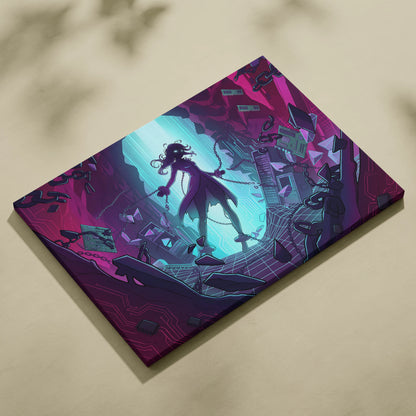 Vaporwave Vaporfantasy Neon Canvas - Vaporwave Character Neon Palette Living Room Decor Dreamy Mood Vaporwave Wall Art