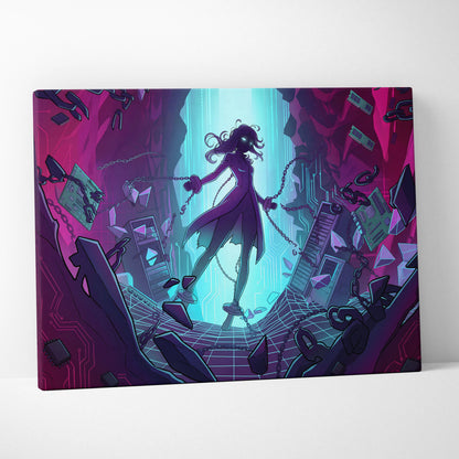 Vaporwave Vaporfantasy Neon Canvas - Vaporwave Character Neon Palette Living Room Decor Dreamy Mood Vaporwave Wall Art