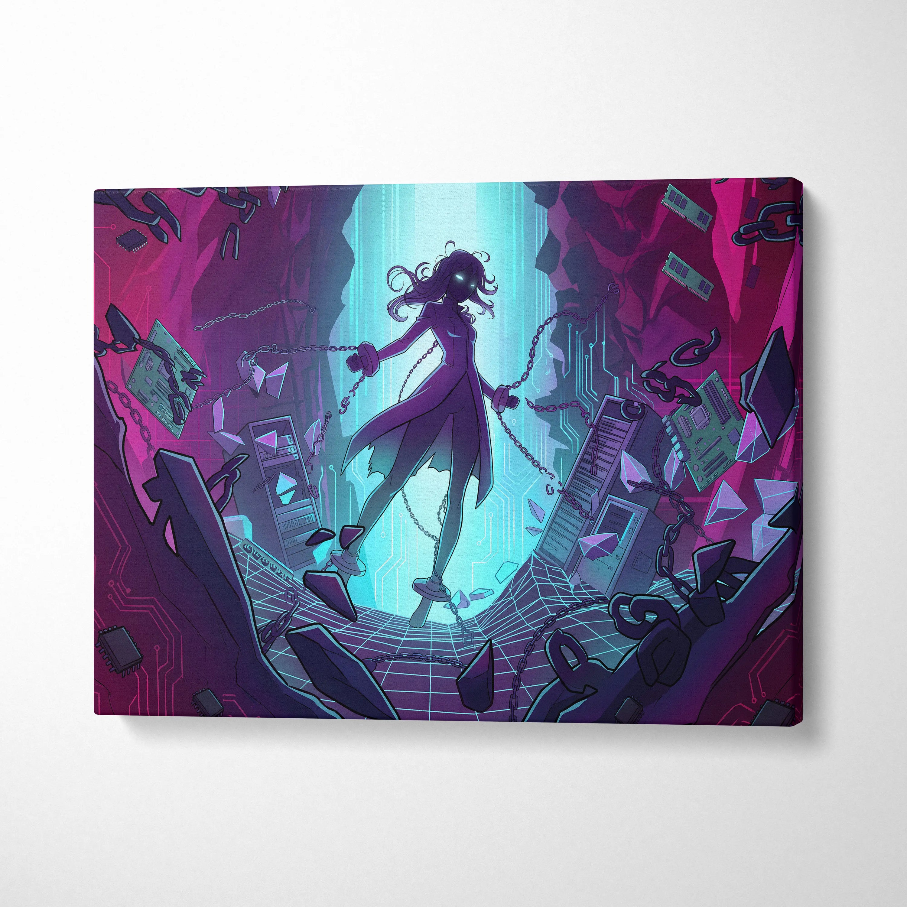 Vaporwave Vaporfantasy Neon Canvas - Vaporwave Character Neon Palette Living Room Decor Dreamy Mood Vaporwave Wall Art