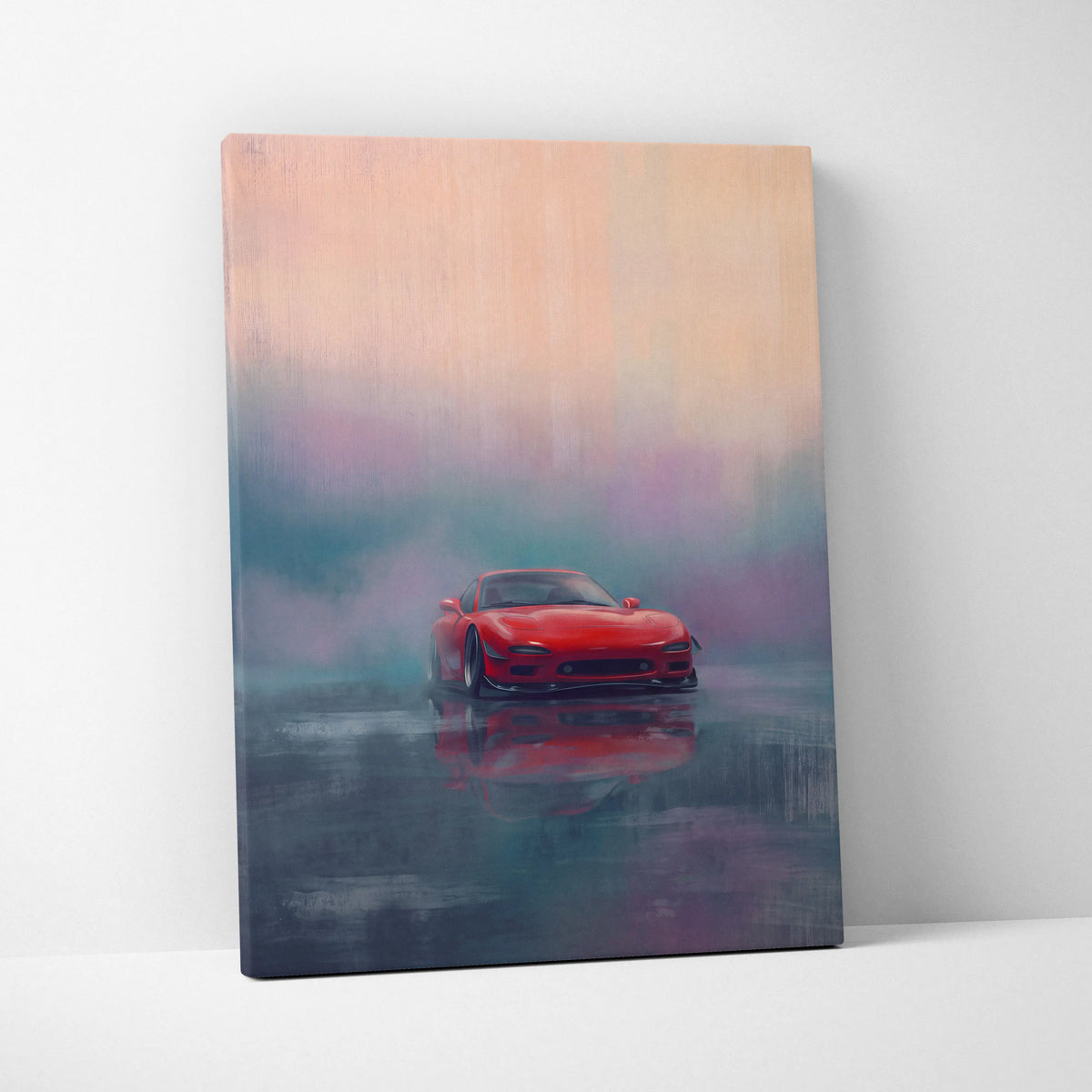 Mazda FD RX-7 Inspired Canvas Wall Art, Japanese Sports Car Painting for Bedroom Decor