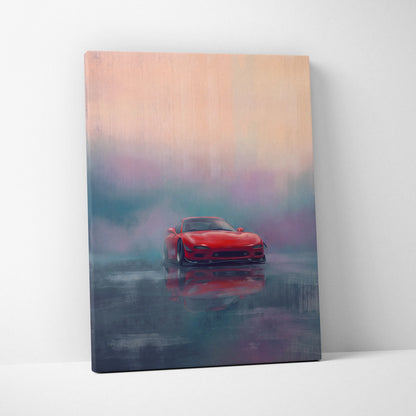 Mazda FD RX-7 Inspired Canvas Wall Art, Japanese Sports Car Painting for Bedroom Decor