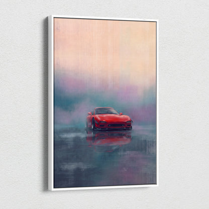 Mazda FD RX-7 Inspired Canvas Wall Art, Japanese Sports Car Painting for Bedroom Decor