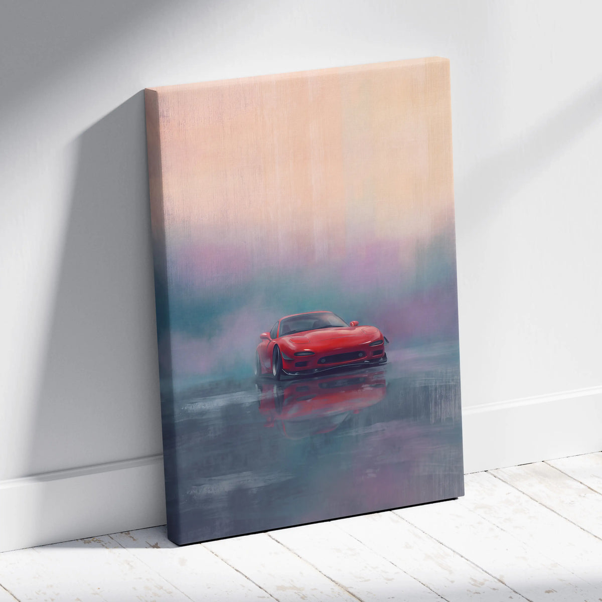 Mazda FD RX-7 Inspired Canvas Wall Art, Japanese Sports Car Painting for Bedroom Decor