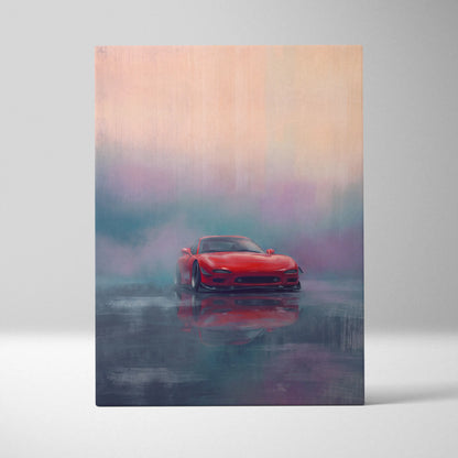 Mazda FD RX-7 Inspired Canvas Wall Art, Japanese Sports Car Painting for Bedroom Decor