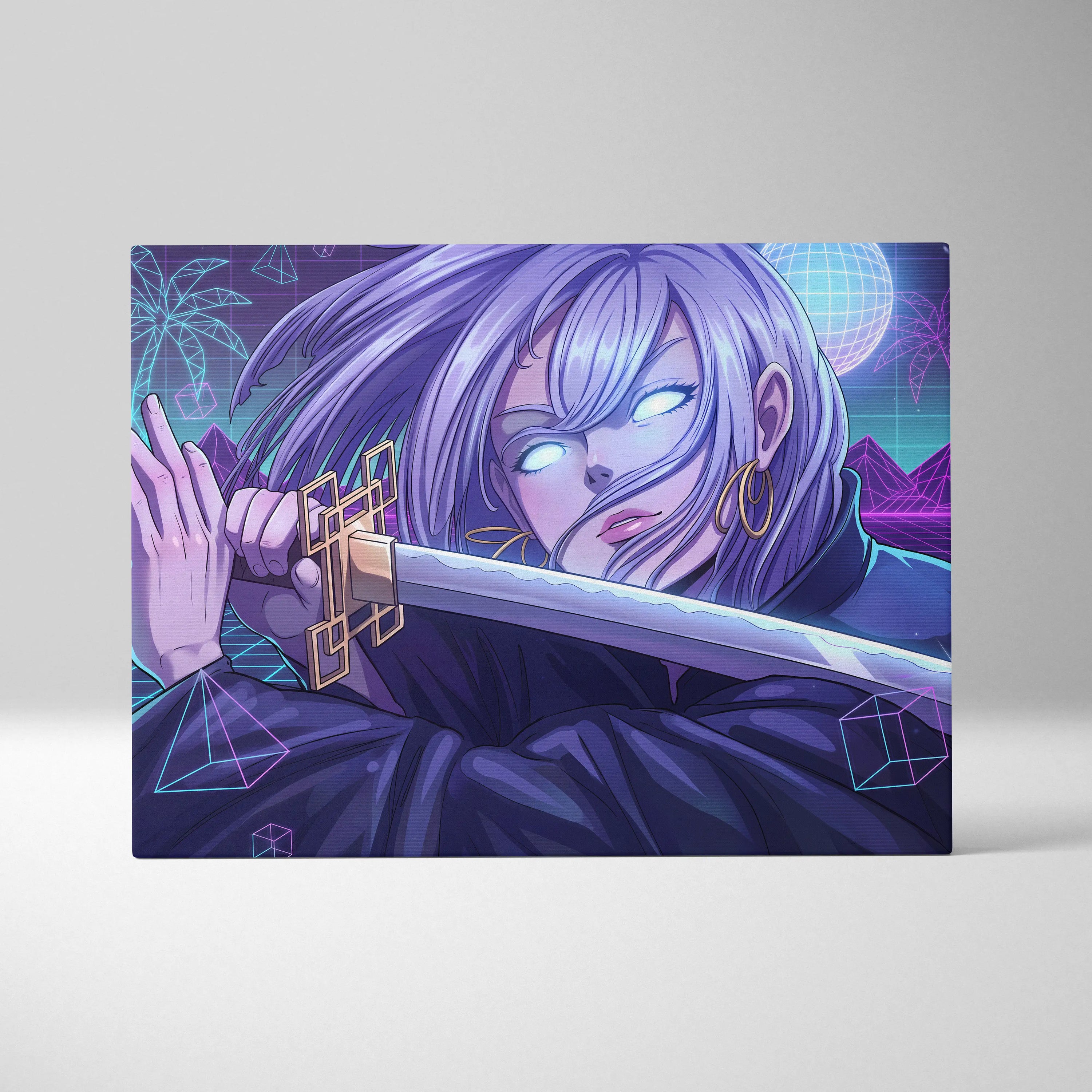 Vaporwave Neon Dream Canvas - Vaporwave Portrait Pink Living Room Retro-Futuristic Dreamy Mood Neon Decor Canvas Print