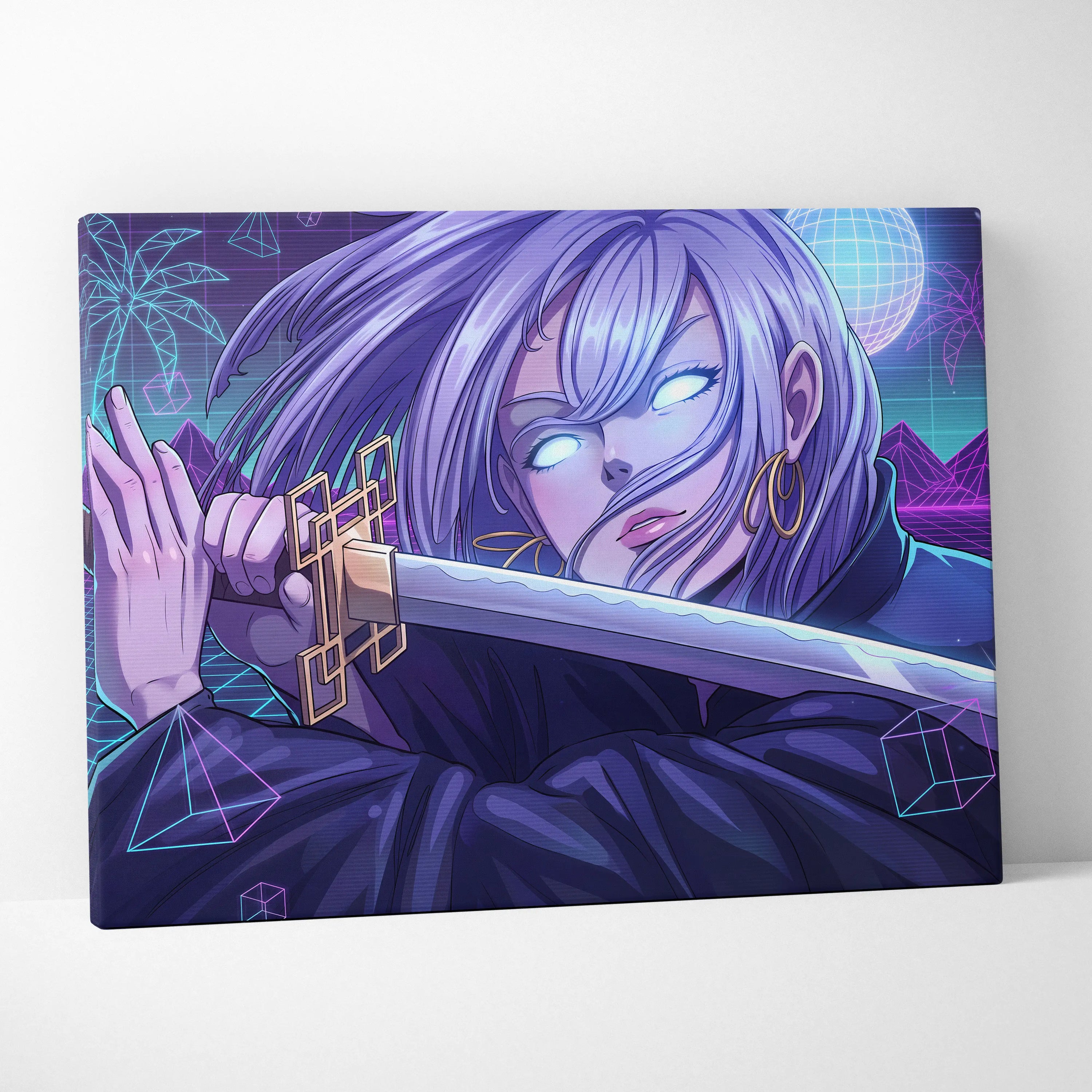 Vaporwave Neon Dream Canvas - Vaporwave Portrait Pink Living Room Retro-Futuristic Dreamy Mood Neon Decor Canvas Print