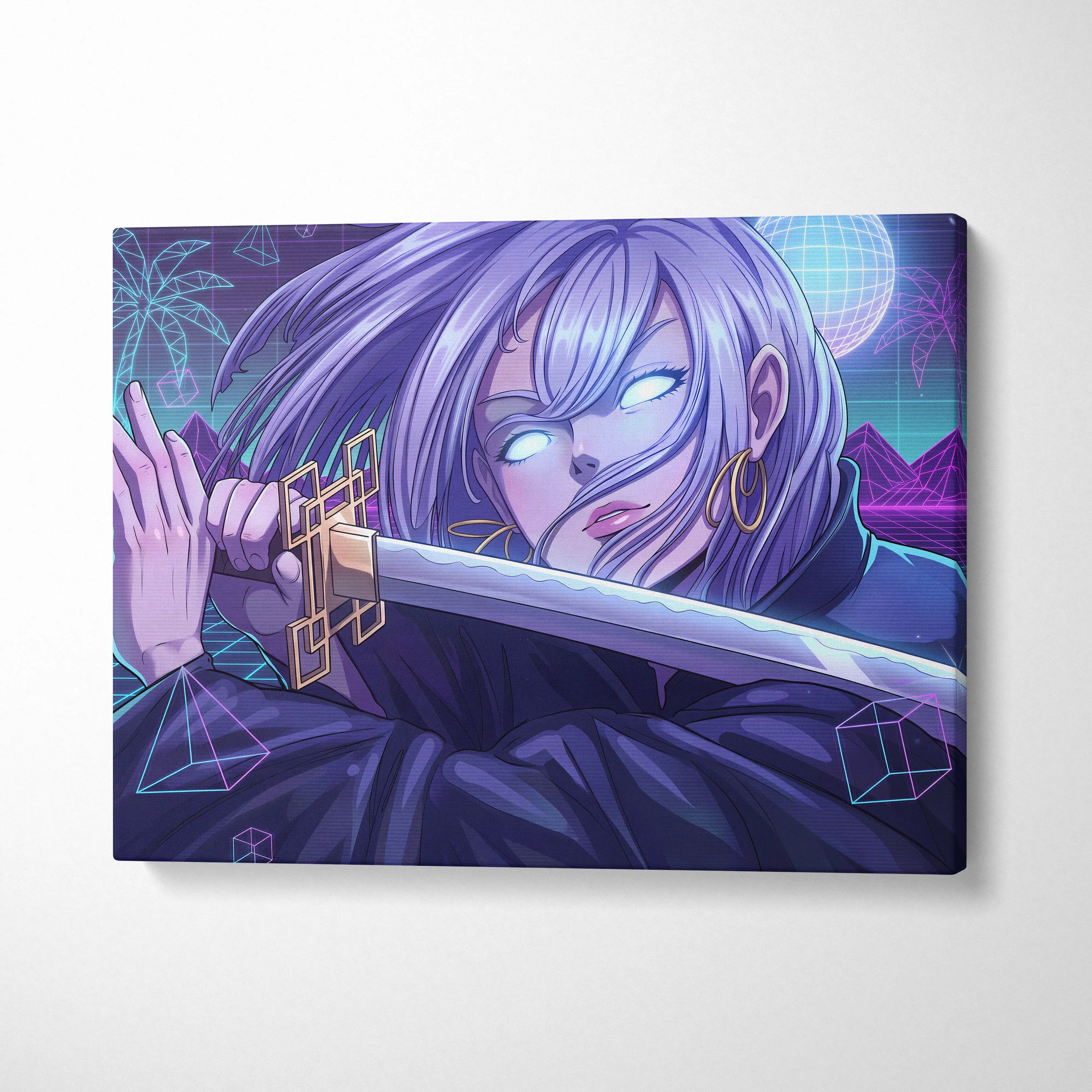 Vaporwave Neon Dream Canvas - Vaporwave Portrait Pink Living Room Retro-Futuristic Dreamy Mood Neon Decor Canvas Print