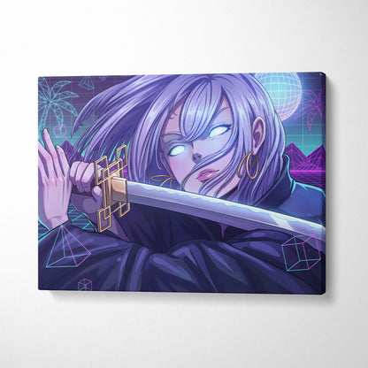 Vaporwave Neon Dream Canvas - Vaporwave Portrait Pink Living Room Retro-Futuristic Dreamy Mood Neon Decor Canvas Print