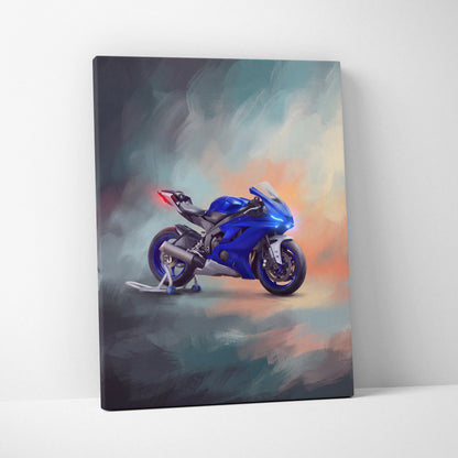 Yamaha YZF-R6 Inspired Canvas Art, Stealth Sport Bike Wall Art & Track Superbike Print