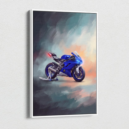 Yamaha YZF-R6 Inspired Canvas Art, Stealth Sport Bike Wall Art & Track Superbike Print