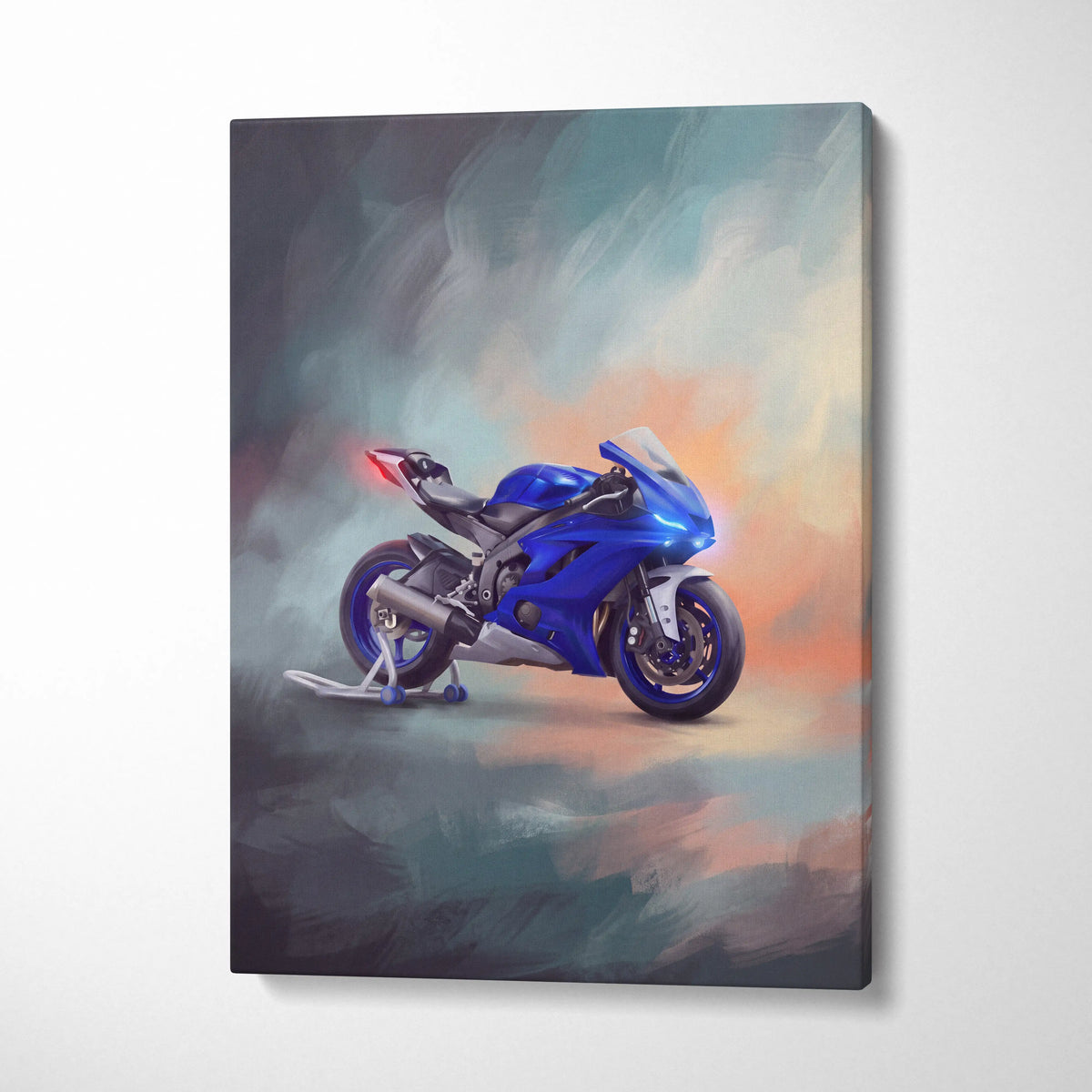 Yamaha YZF-R6 Inspired Canvas Art, Stealth Sport Bike Wall Art & Track Superbike Print