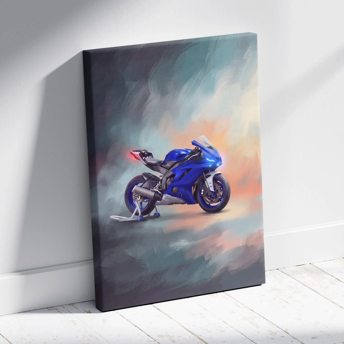 Yamaha YZF-R6 Inspired Canvas Art, Stealth Sport Bike Wall Art & Track Superbike Print
