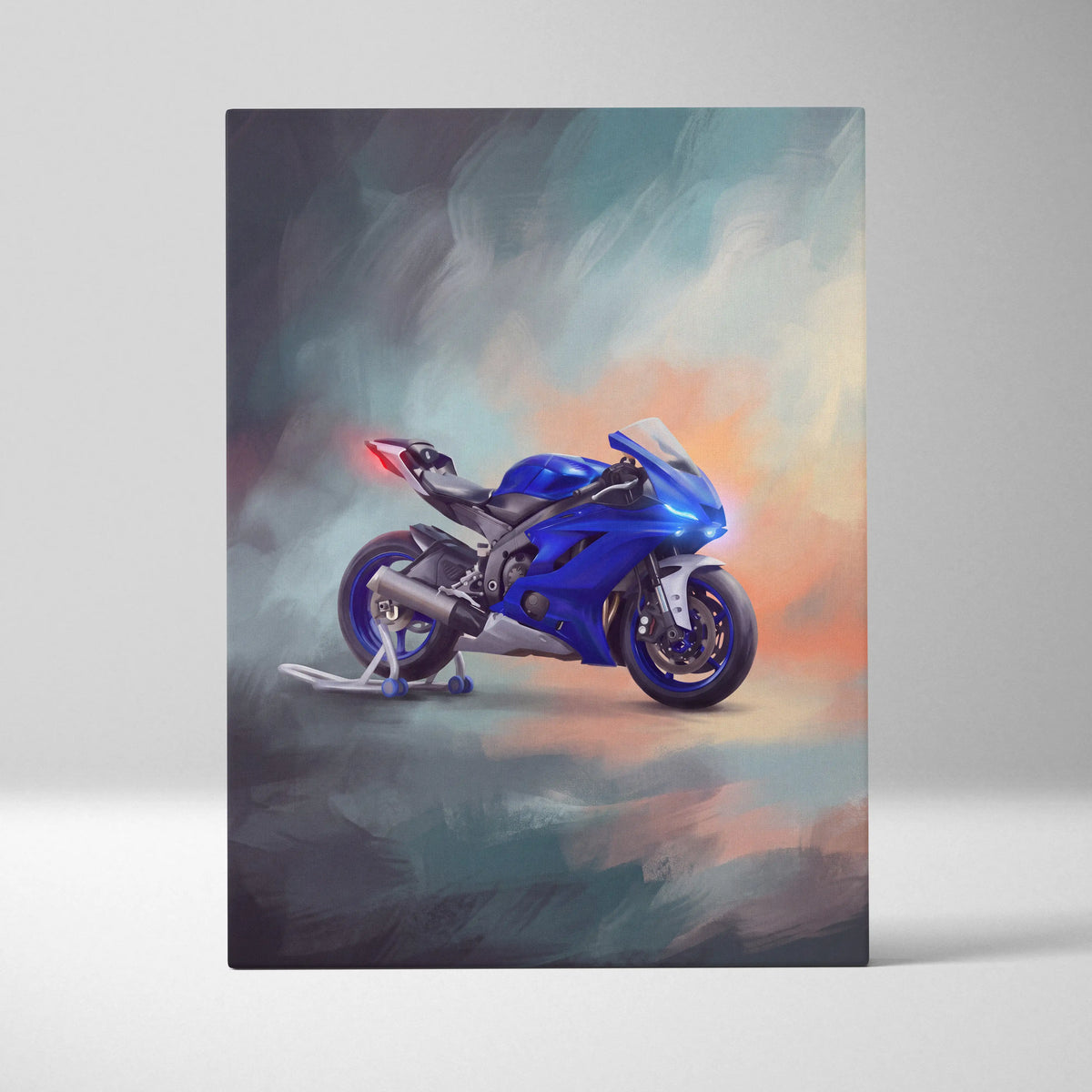 Yamaha YZF-R6 Inspired Canvas Art, Stealth Sport Bike Wall Art & Track Superbike Print