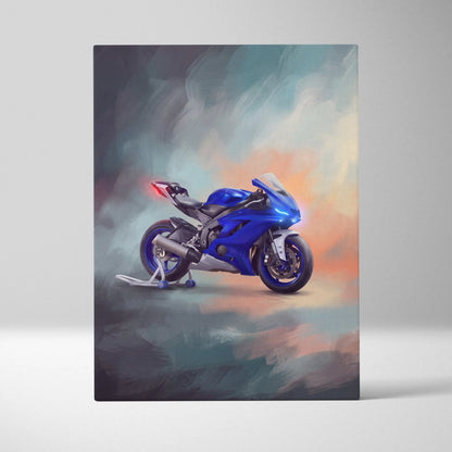 Yamaha YZF-R6 Inspired Canvas Art, Stealth Sport Bike Wall Art & Track Superbike Print