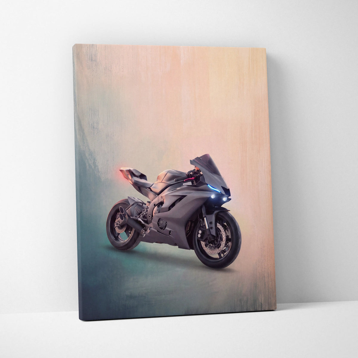 Yamaha R6 Inspired Sport Bike Wall Art, Track Racing Canvas Art & Garage Poster Print