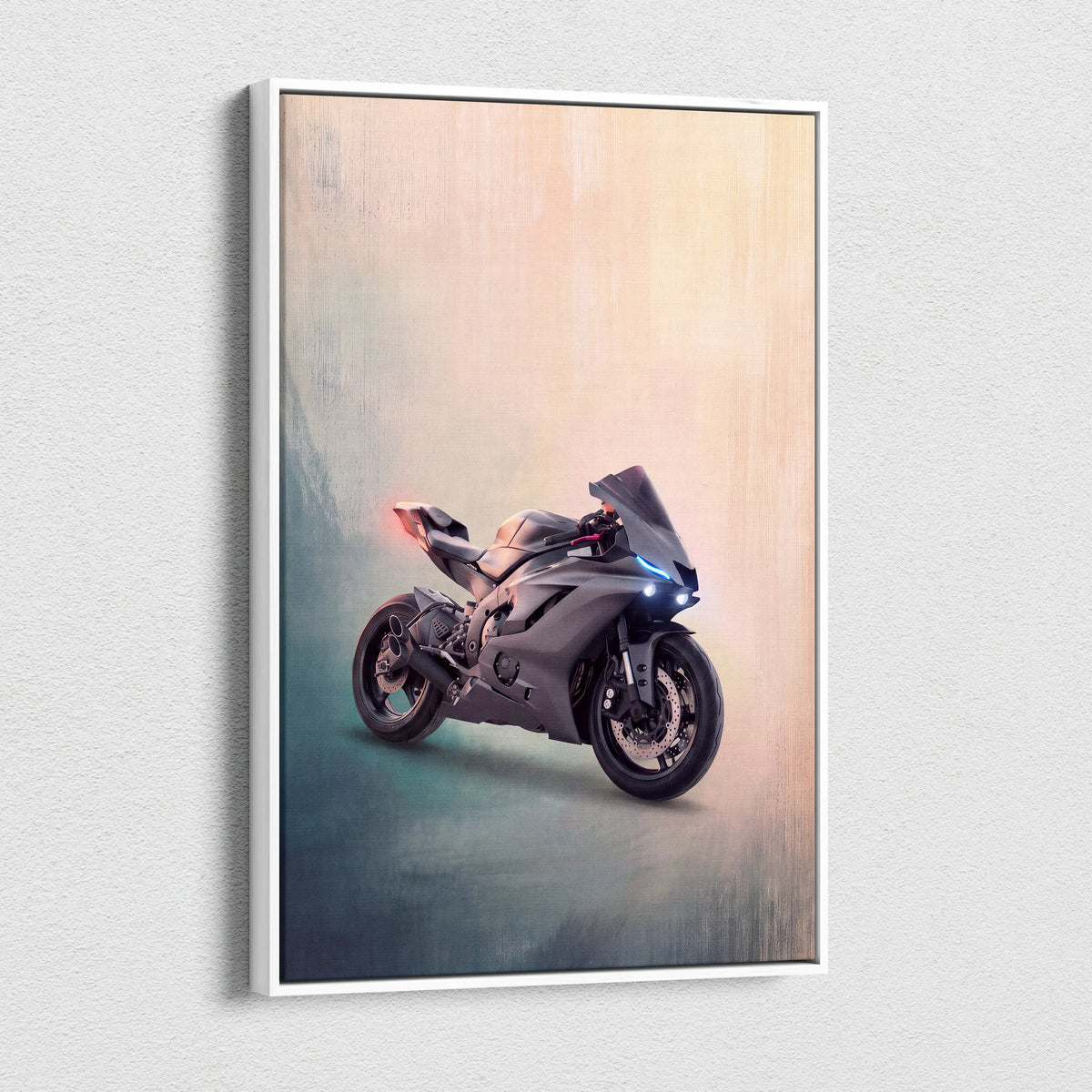 Yamaha R6 Inspired Sport Bike Wall Art, Track Racing Canvas Art & Garage Poster Print