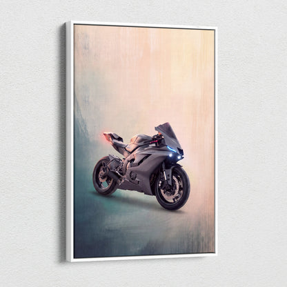 Yamaha R6 Inspired Sport Bike Wall Art, Track Racing Canvas Art & Garage Poster Print