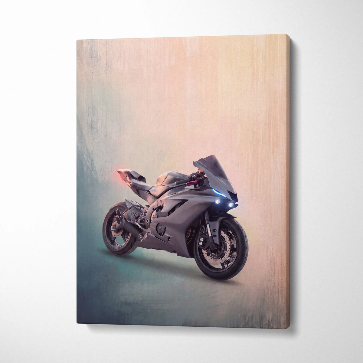 Yamaha R6 Inspired Sport Bike Wall Art, Track Racing Canvas Art & Garage Poster Print