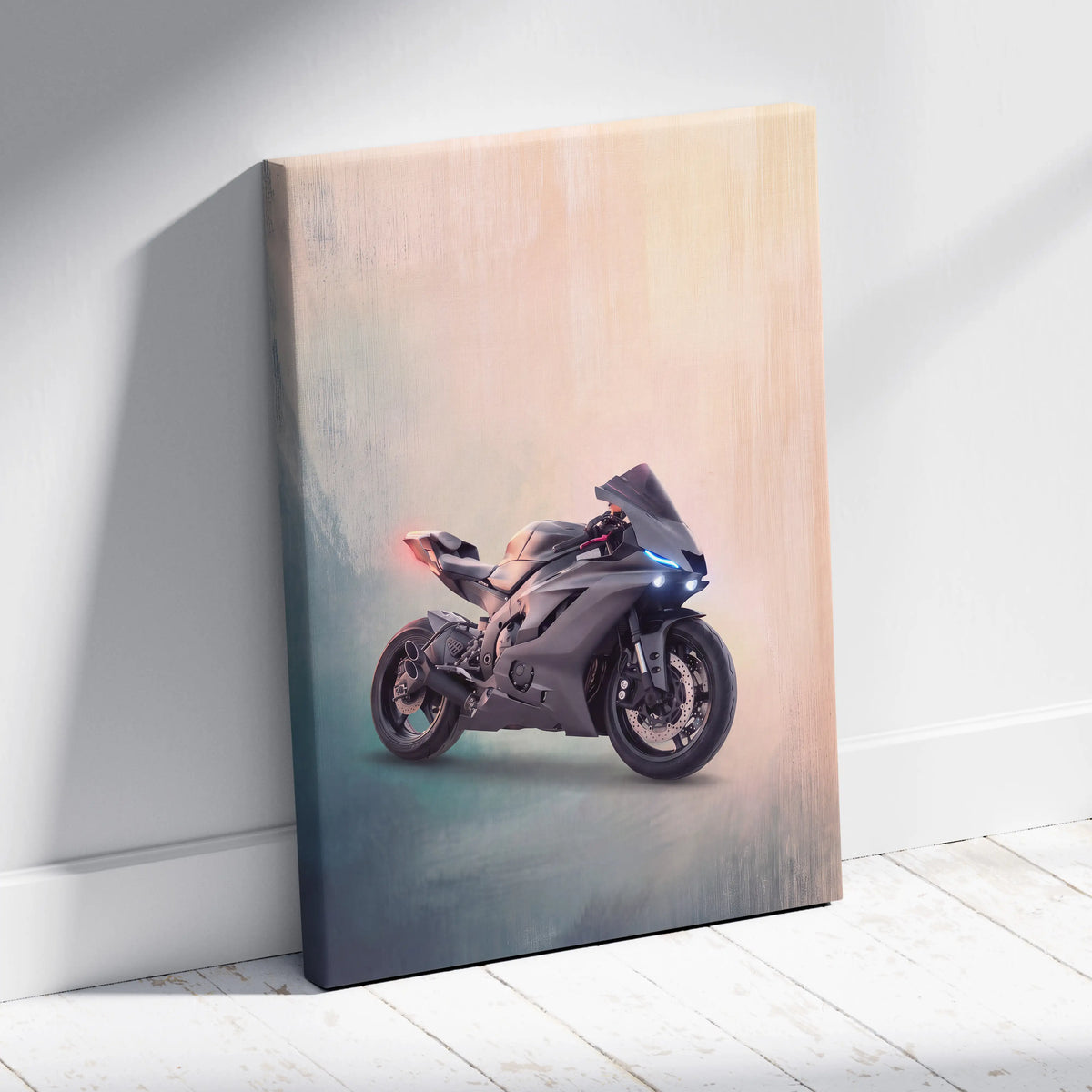 Yamaha R6 Inspired Sport Bike Wall Art, Track Racing Canvas Art & Garage Poster Print