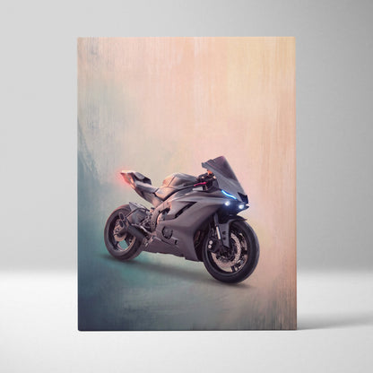 Yamaha R6 Inspired Sport Bike Wall Art, Track Racing Canvas Art & Garage Poster Print