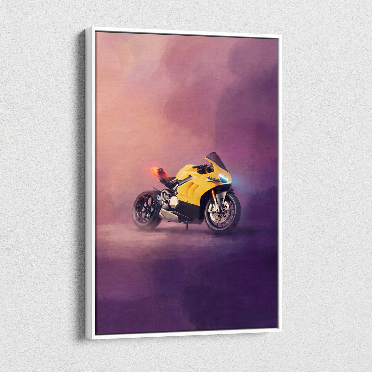 Ducati Panigale V4 Inspired Supersport Wall Art, Yellow Canvas Print & Italian Superbike Decor