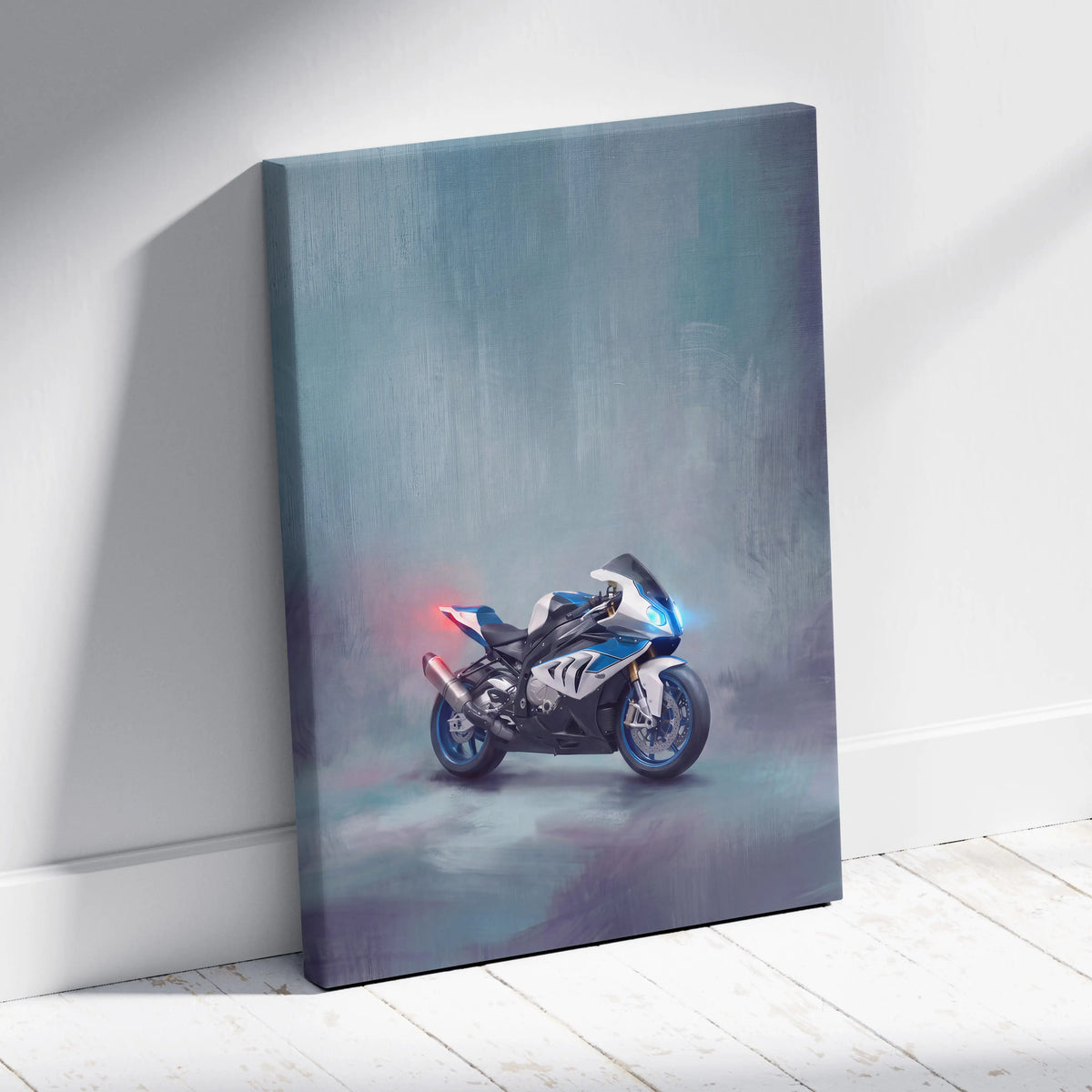 BMW S1000RR Inspired Supersport Wall Art, Track Racing Canvas Print & Superbike Home Decor